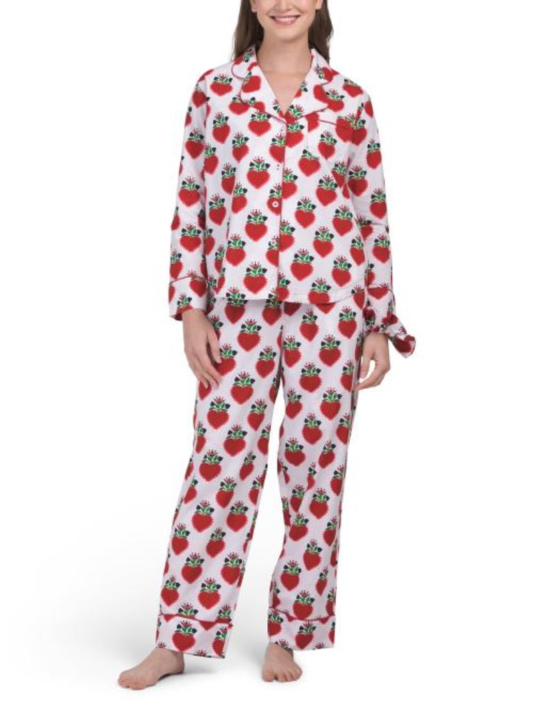 Denise Rae 2pc Organic Cotton Loved Pajama Gift Set With Pouch And Scrunchie